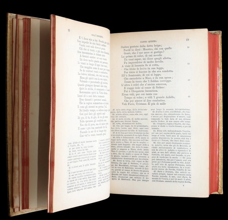 1881 Italian Vellum Book - La Divina Commedia di Dante Alighieri, Divine Comedy