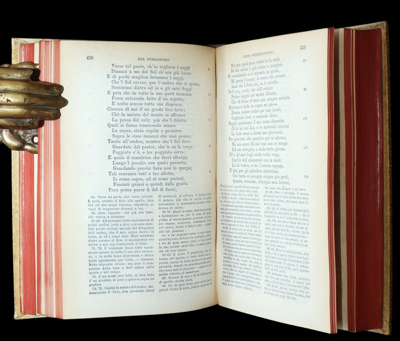 1881 Italian Vellum Book - La Divina Commedia di Dante Alighieri, Divine Comedy