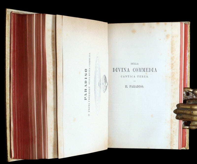 1881 Italian Vellum Book - La Divina Commedia di Dante Alighieri, Divine Comedy