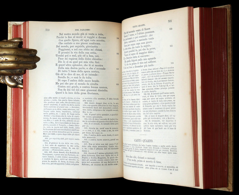 1881 Italian Vellum Book - La Divina Commedia di Dante Alighieri, Divine Comedy