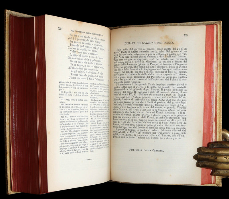 1881 Italian Vellum Book - La Divina Commedia di Dante Alighieri, Divine Comedy