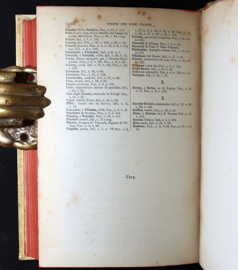 1881 Italian Vellum Book - La Divina Commedia di Dante Alighieri, Divine Comedy