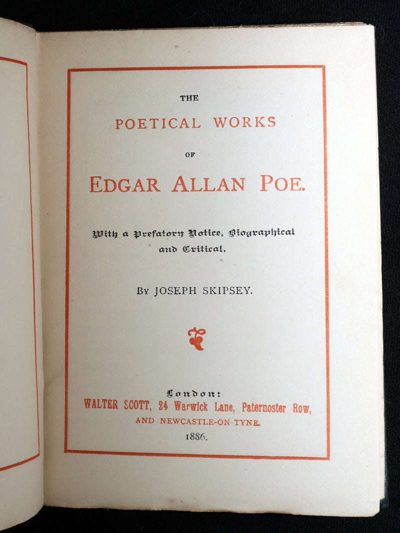 1886 Rare Book - Poems, The Fall of the House of Usher by of Edgar Allan Poe