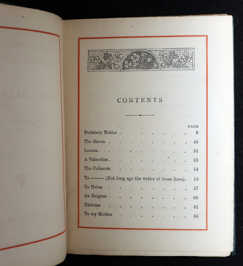 1886 Rare Book - Poems, The Fall of the House of Usher by of Edgar Allan Poe