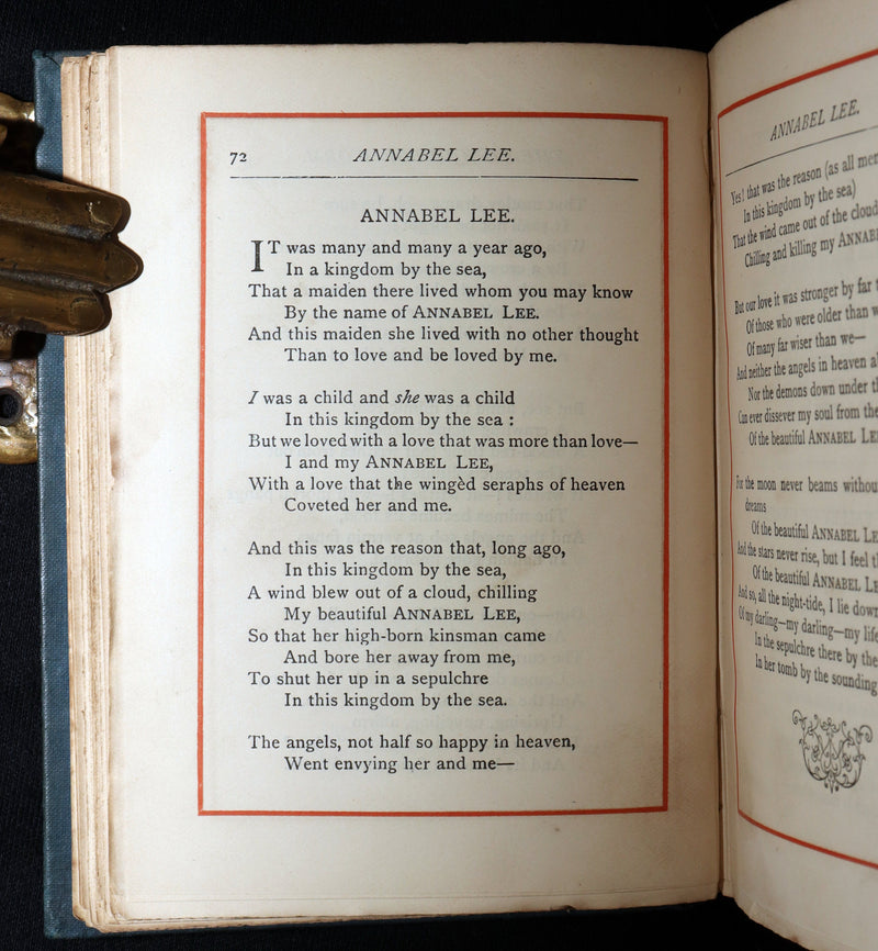 1886 Rare Book - Poems, The Fall of the House of Usher by of Edgar Allan Poe