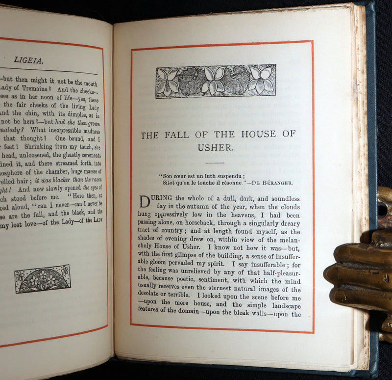 1886 Rare Book - Poems, The Fall of the House of Usher by of Edgar Allan Poe