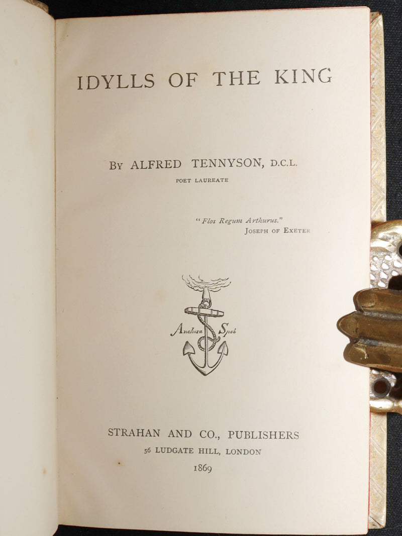 1869 Rare Vellum Book - Alfred Tennyson Idylls of the King, Hand-Illuminated