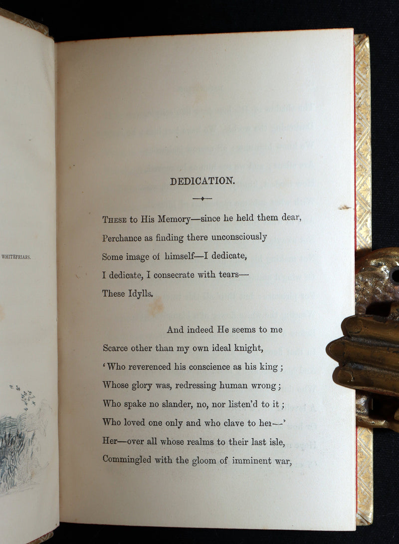 1869 Rare Vellum Book - Alfred Tennyson Idylls of the King, Hand-Illuminated