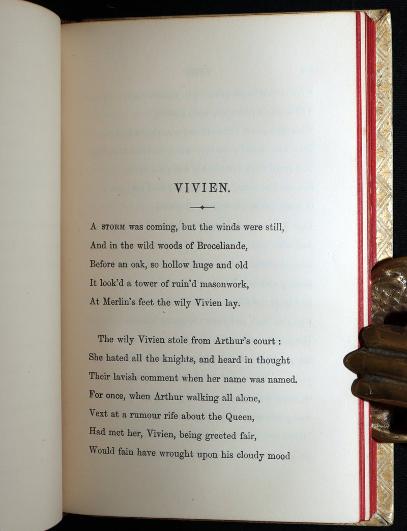 1869 Rare Vellum Book - Alfred Tennyson Idylls of the King, Hand-Illuminated