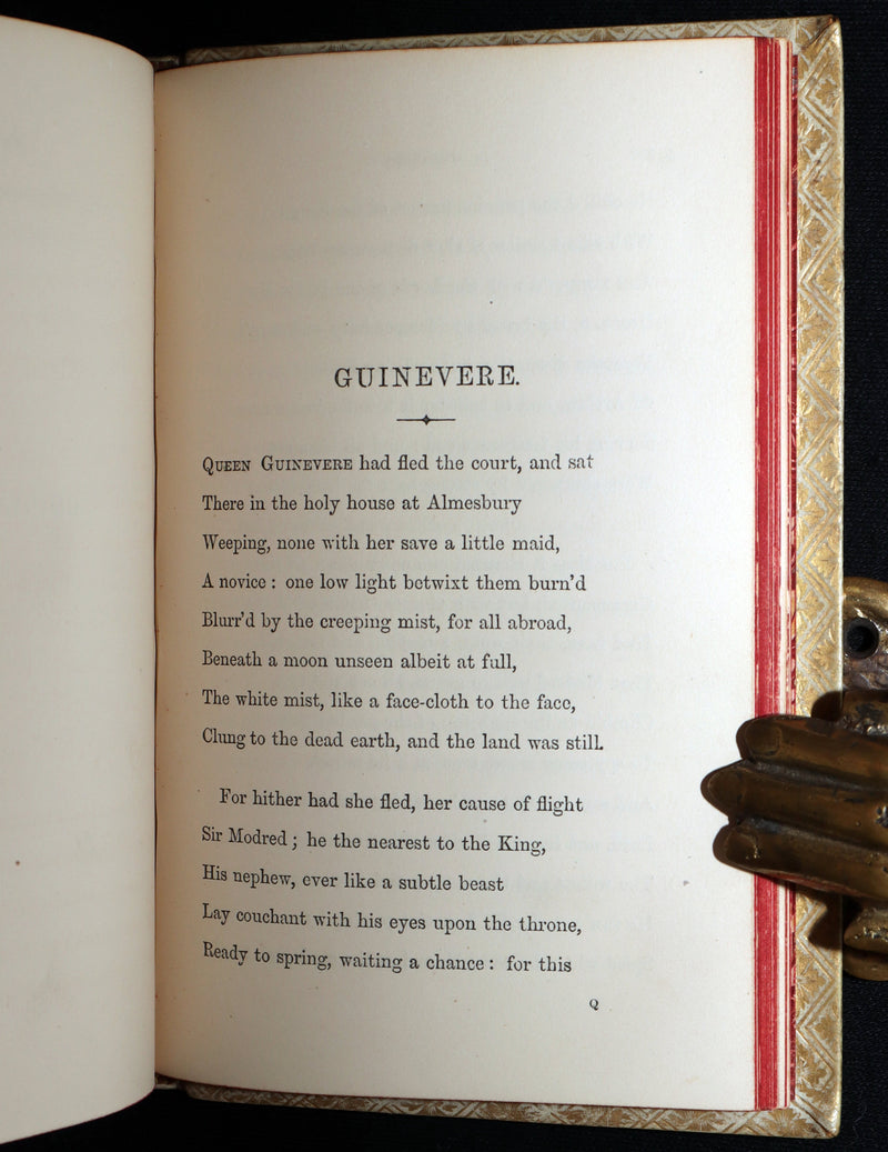 1869 Rare Vellum Book - Alfred Tennyson Idylls of the King, Hand-Illuminated