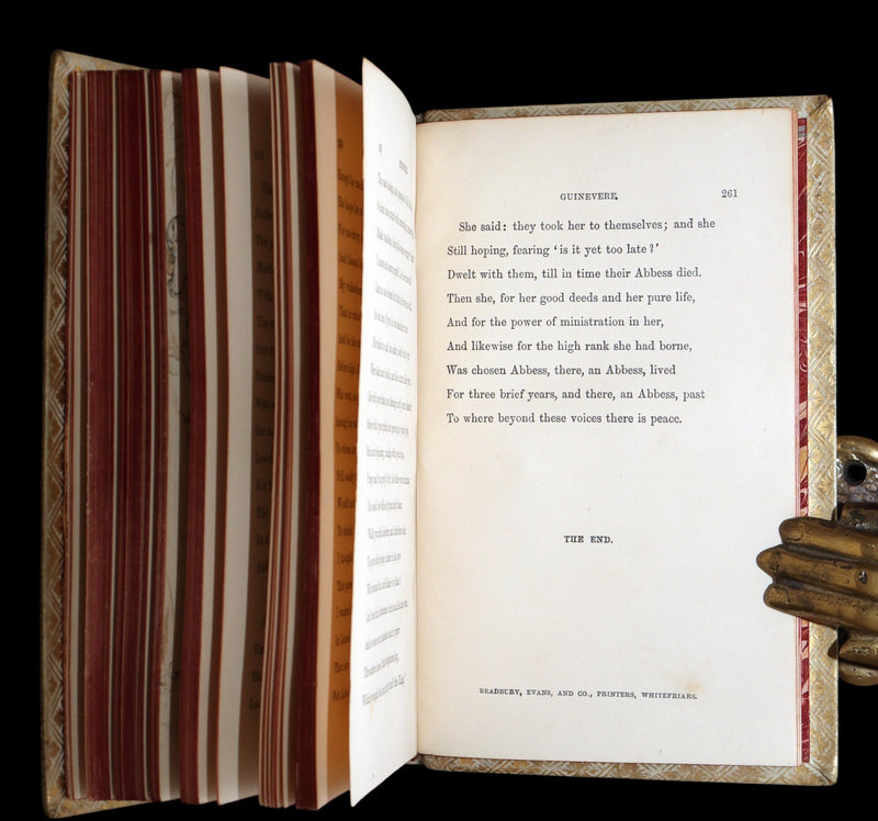 1869 Rare Vellum Book - Alfred Tennyson Idylls of the King, Hand-Illuminated