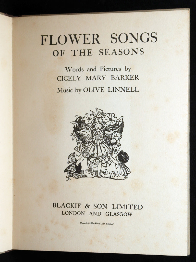 1930 First Edition- Flower Songs of the Seasons by Cicely Mary Barker with Music
