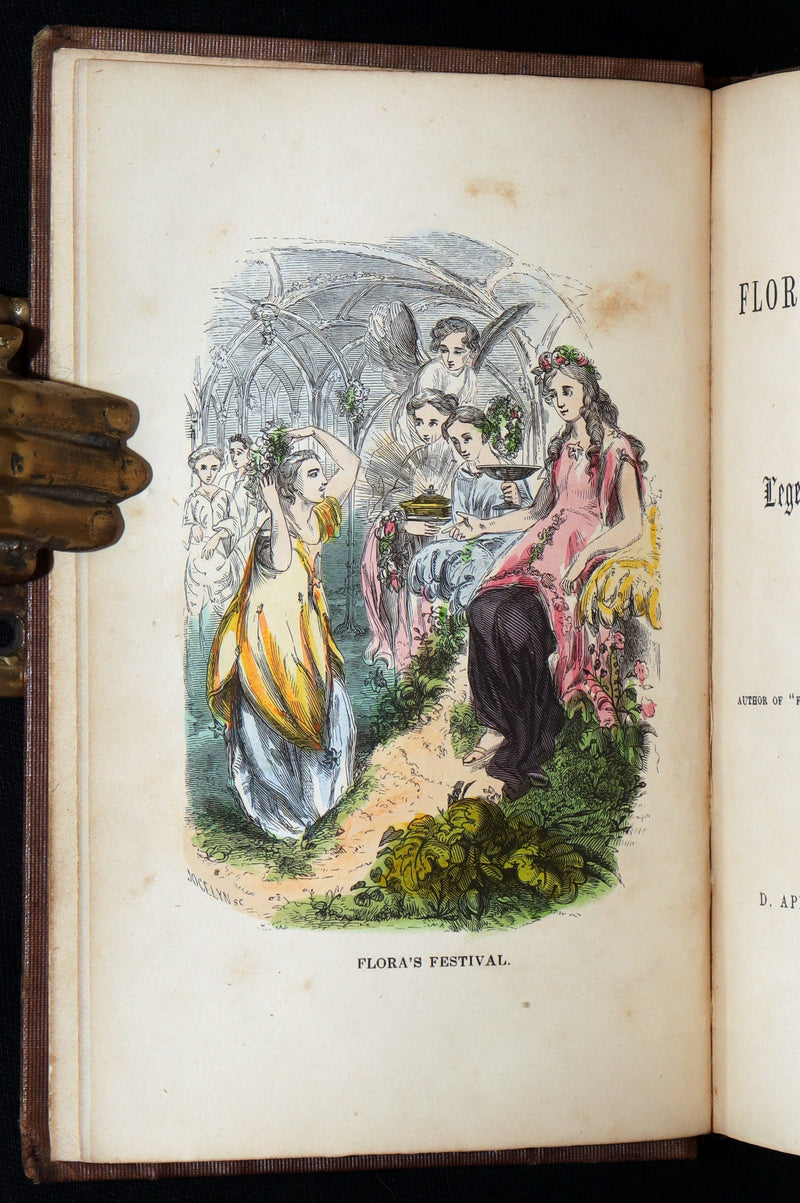 1854 Scarce Book - Floral Offering, Legends of Flowers, Hand-Colored Plates
