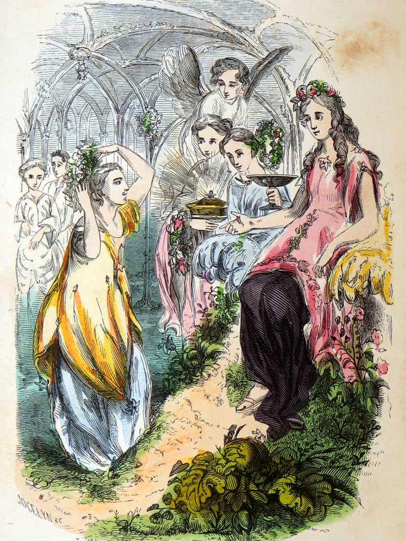 1854 Scarce Book - Floral Offering, Legends of Flowers, Hand-Colored Plates