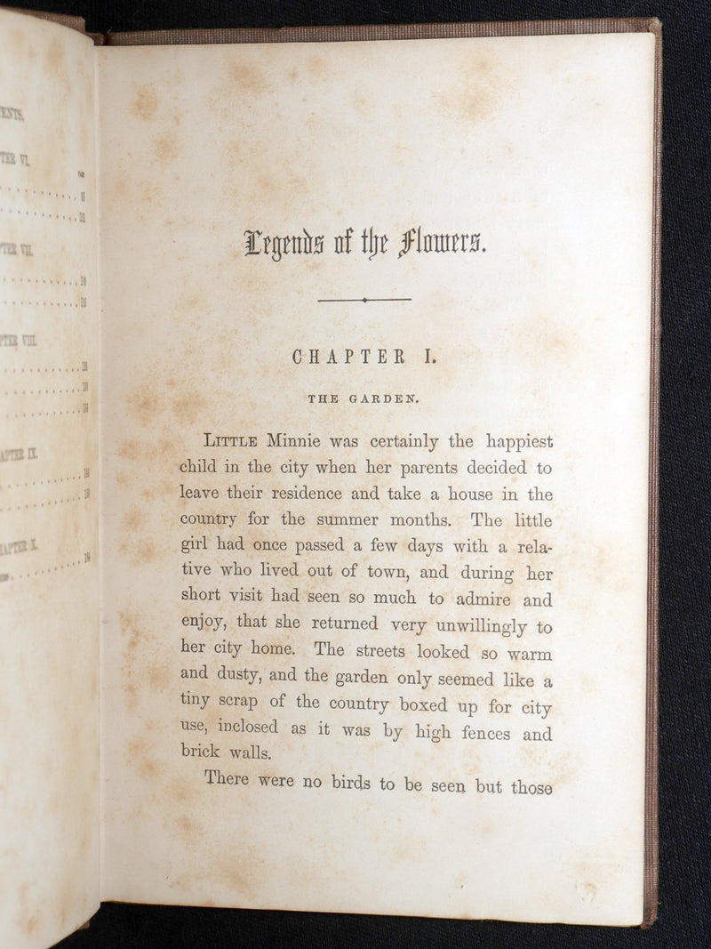 1854 Scarce Book - Floral Offering, Legends of Flowers, Hand-Colored Plates