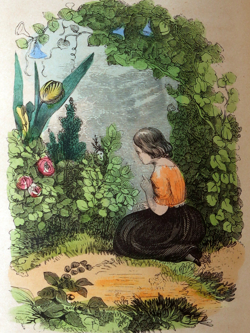 1854 Scarce Book - Floral Offering, Legends of Flowers, Hand-Colored Plates