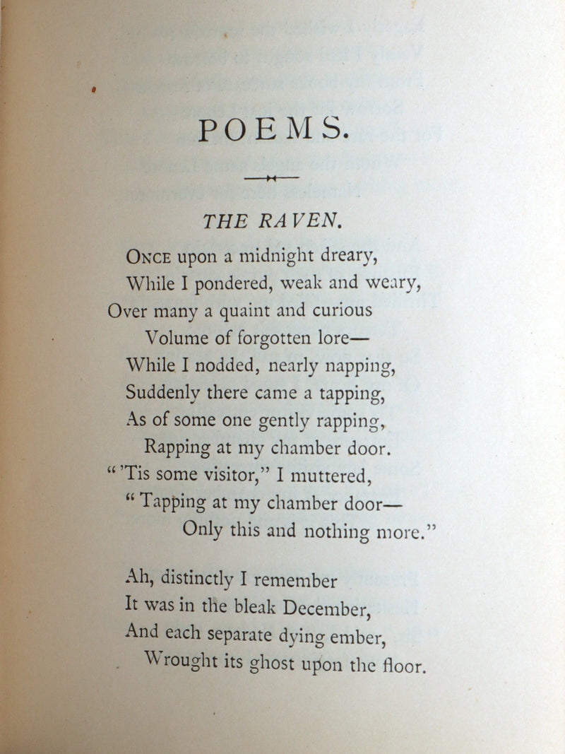 1887 Rare Book - Poems by Edgar Allan Poe, The Raven, Lenore, Ulalume