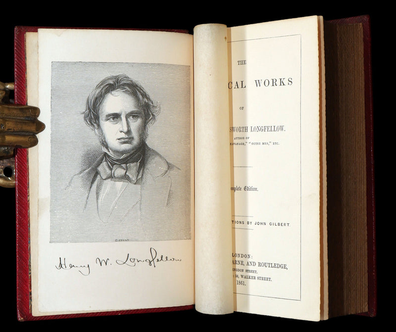 1861 Rare Book - The Poetical Works of Henry Wadsworth Longfellow, Illustrated