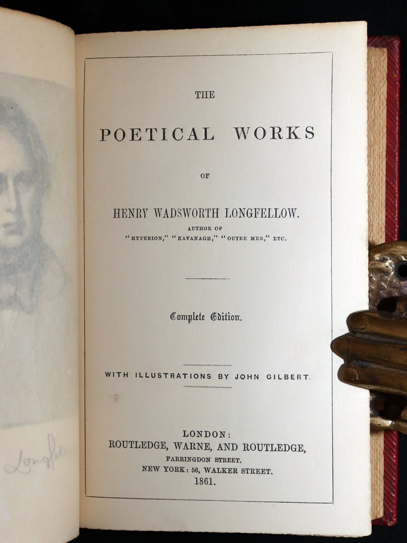 1861 Rare Book - The Poetical Works of Henry Wadsworth Longfellow, Illustrated