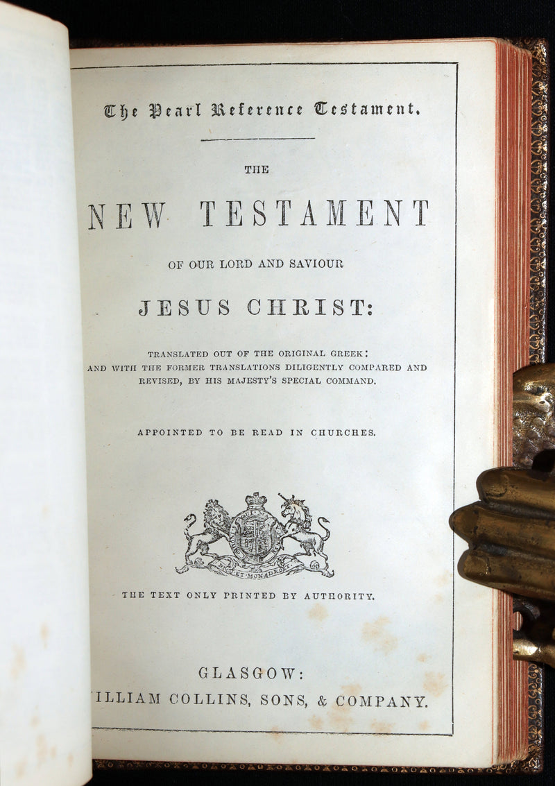 1875 Rare Glasgow Bible - The Pearl Reference Bible, Old and New Testaments