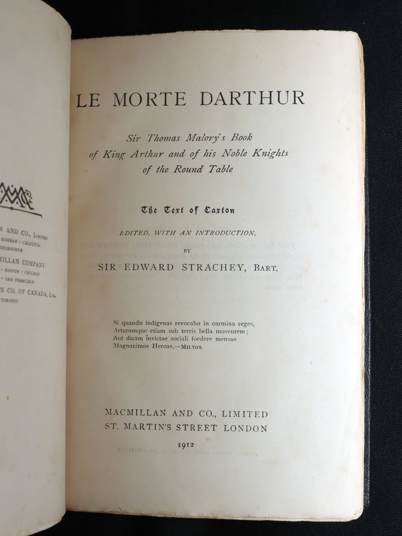 1912 Rare Book - Le Morte Darthur, Book of King Arthur and of His Noble Knights