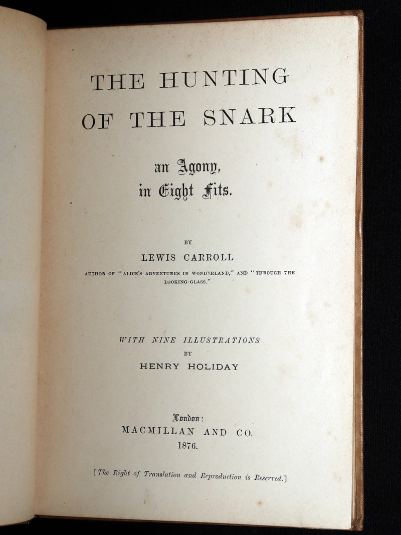 1876 Rare First Edition - The Hunting of the Snark by Lewis Carroll, Illustrated