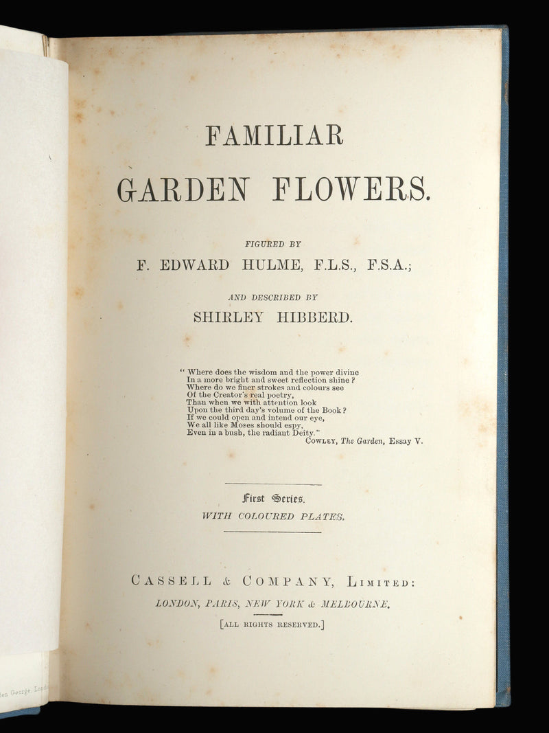 1890 Rare Book - Familiar Garden Flowers Illustrated by F. Edward Hulme