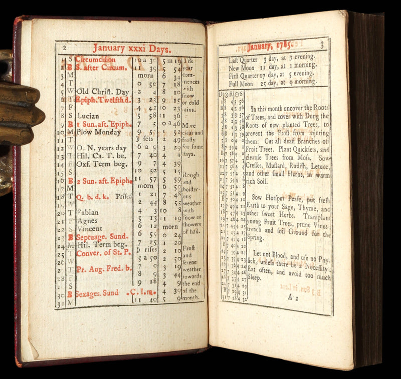 1785 Rare Book - Rider’s British Merlin for the Year of Our Lord God 1785