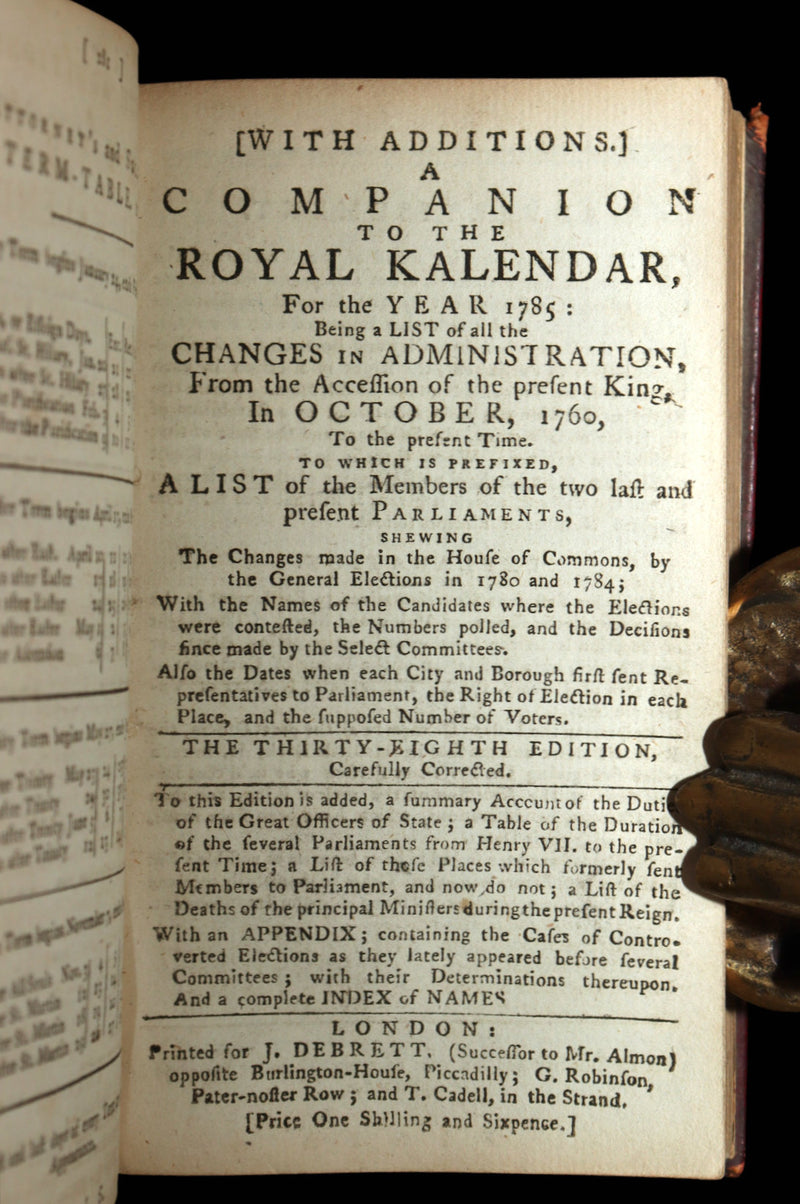 1785 Rare Book - Rider’s British Merlin for the Year of Our Lord God 1785