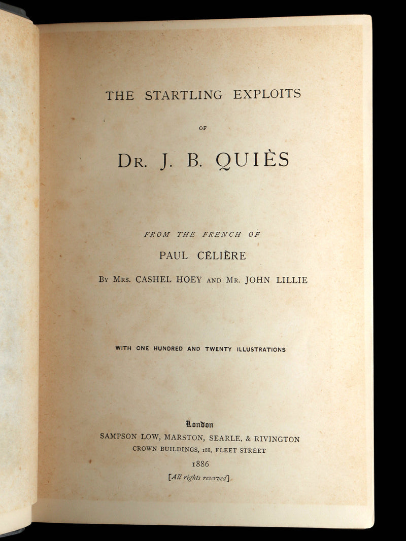 1886 Rare First UK Edition - The Startling Exploits of Dr Quies by Paul Celiere