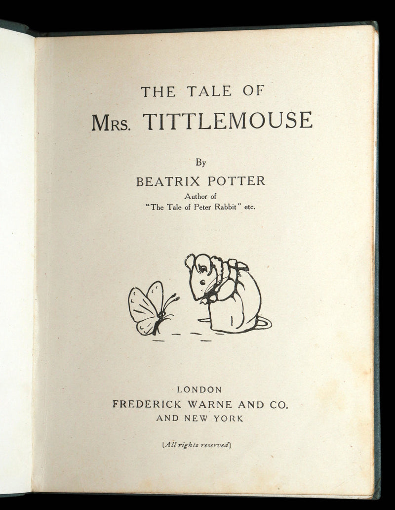 1910 Rare Early Edition - The Tale of Mrs. Tittlemouse by Beatrix Potter