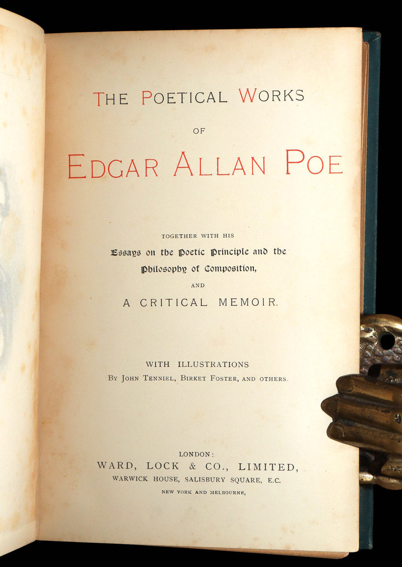 1890 Rare Book - The Poetical Works of Edgar Allan Poe, Illustrated