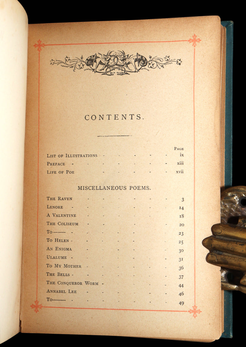 1890 Rare Book - The Poetical Works of Edgar Allan Poe, Illustrated