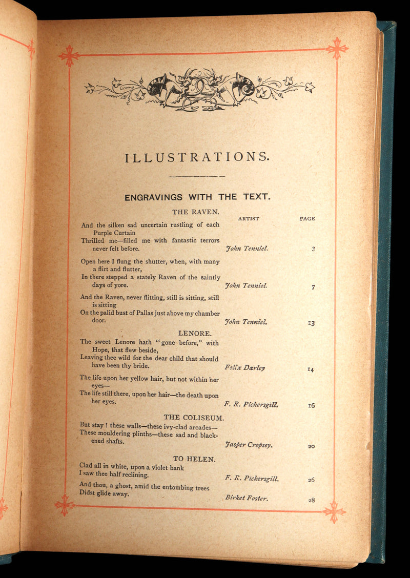 1890 Rare Book - The Poetical Works of Edgar Allan Poe, Illustrated