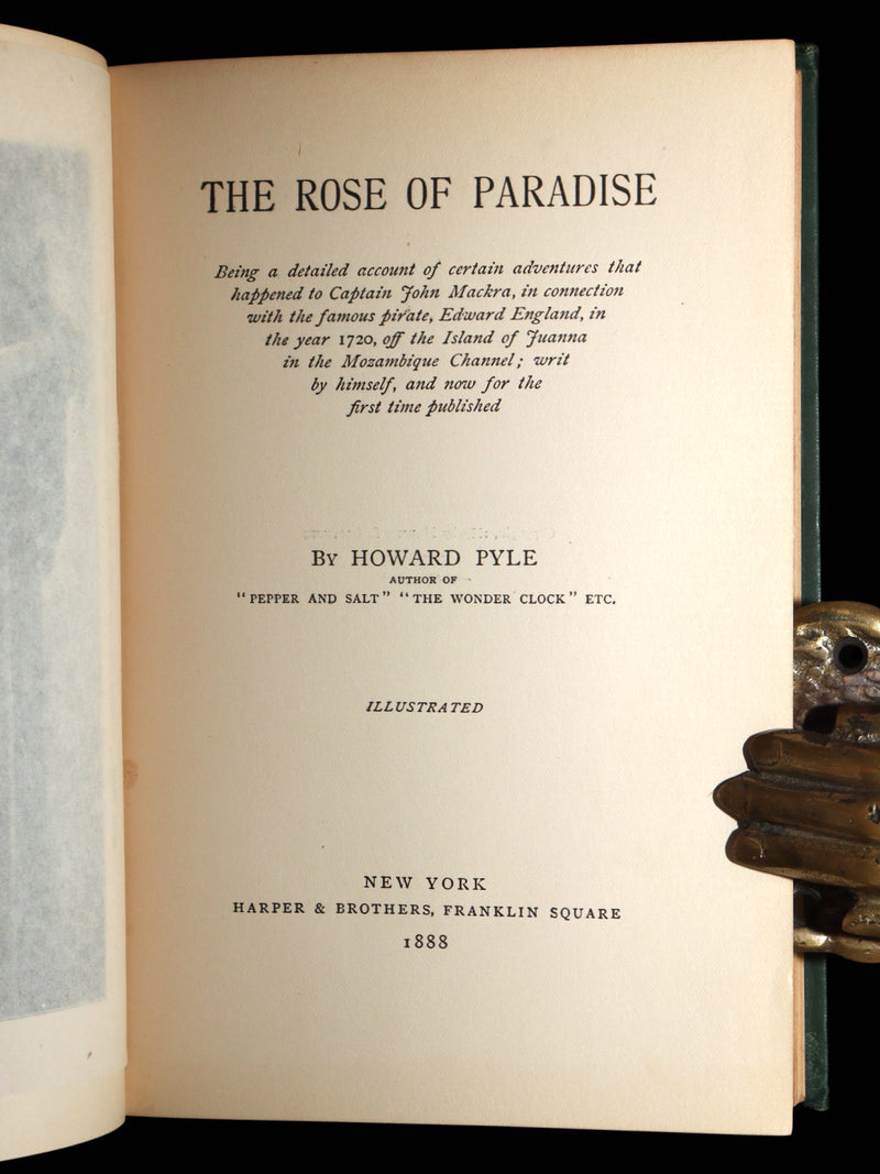 1888 Rare First Edition- The Rose of Paradise, A Pirate Adventure by Howard Pyle