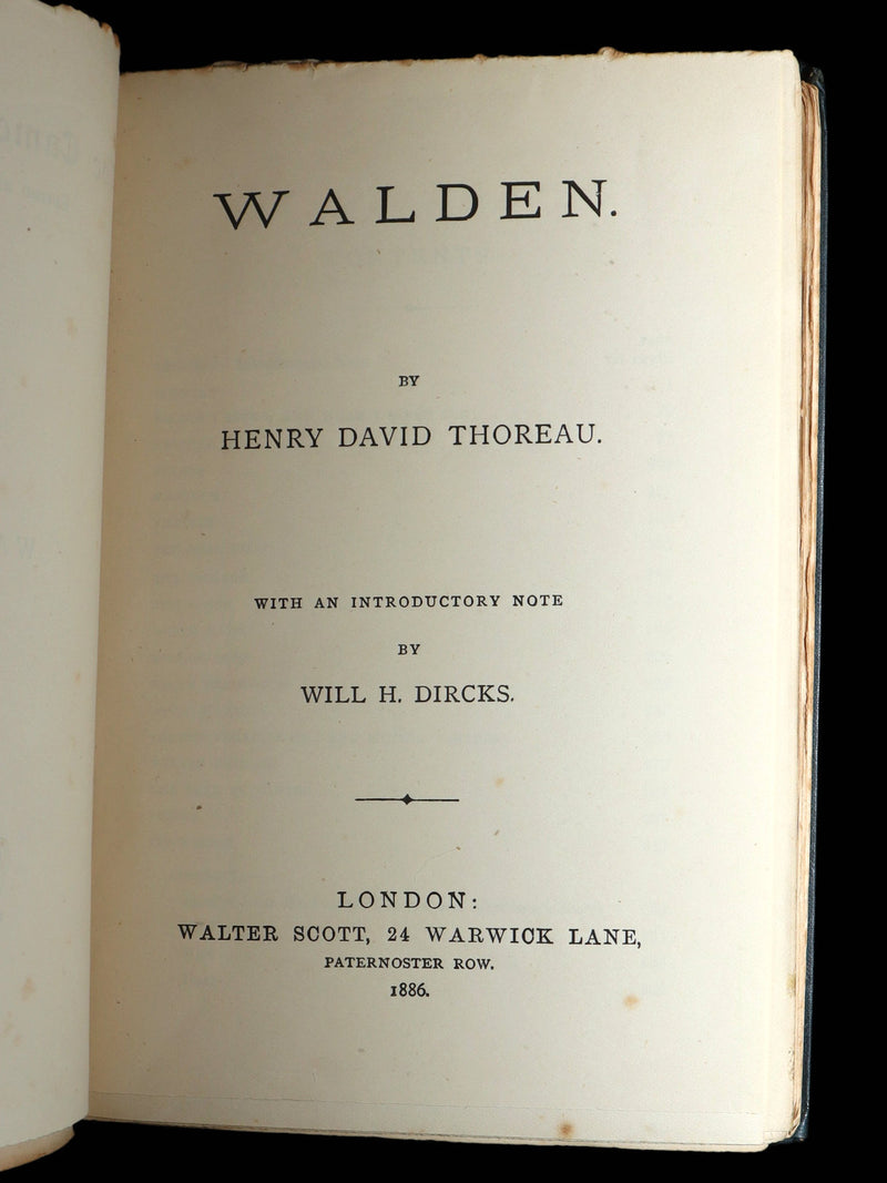1886 Rare First UK Edition - Walden by Henry David Thoreau