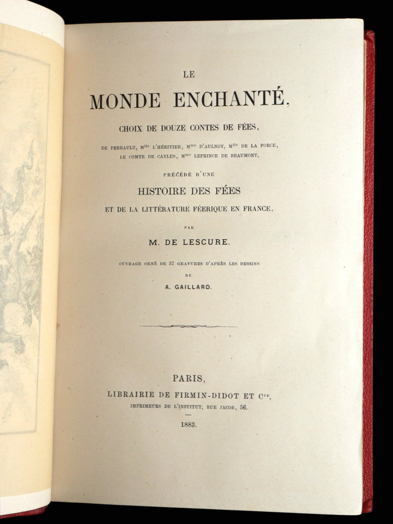 1883 Rare French Book - Le Monde Enchanté -The Enchanting World by M. de Lescure