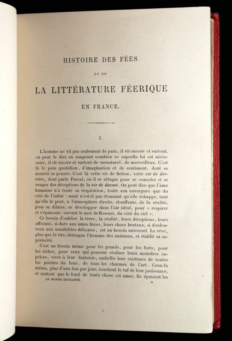 1883 Rare French Book - Le Monde Enchanté -The Enchanting World by M. de Lescure