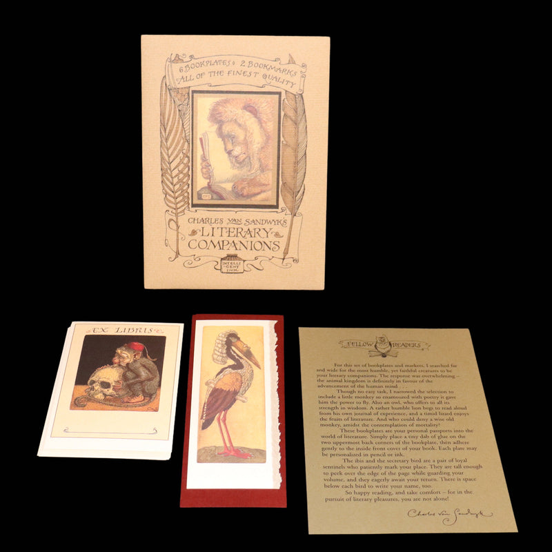 2005 Scarce Literary Companions- 6 bookplates 2 bookmarks by Charles van Sandwyk