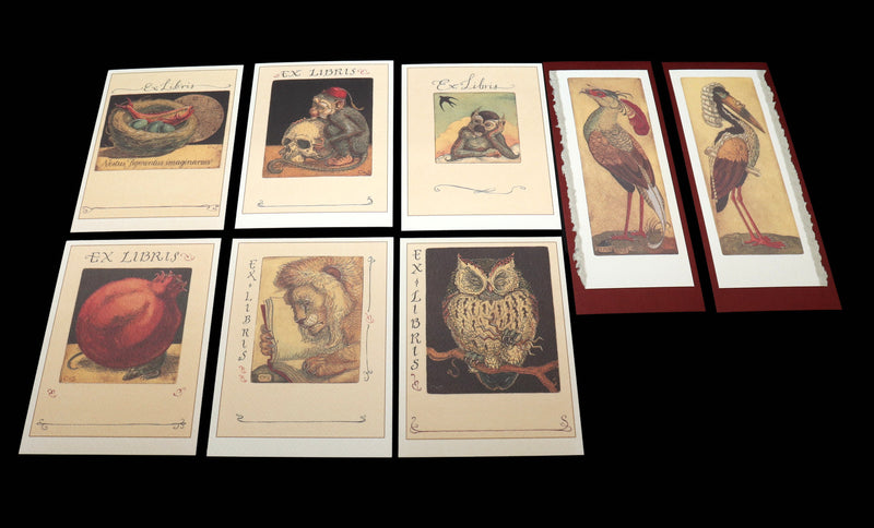 2005 Scarce Literary Companions- 6 bookplates 2 bookmarks by Charles van Sandwyk