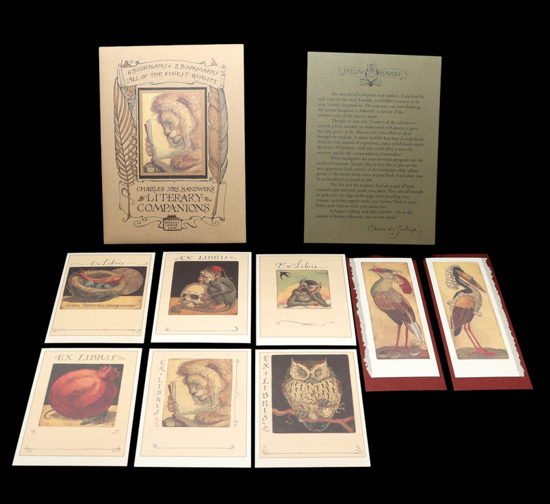 2005 Scarce Literary Companions- 6 bookplates 2 bookmarks by Charles van Sandwyk
