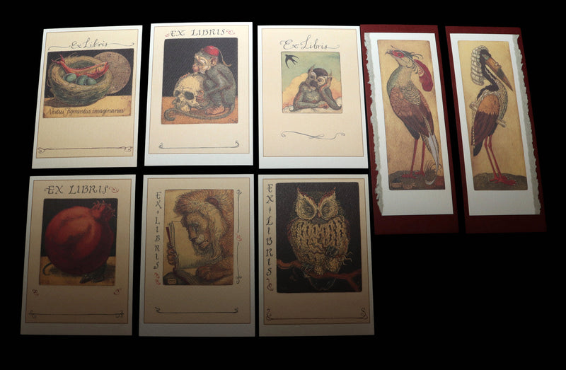 2005 Scarce Literary Companions- 6 bookplates 2 bookmarks by Charles van Sandwyk
