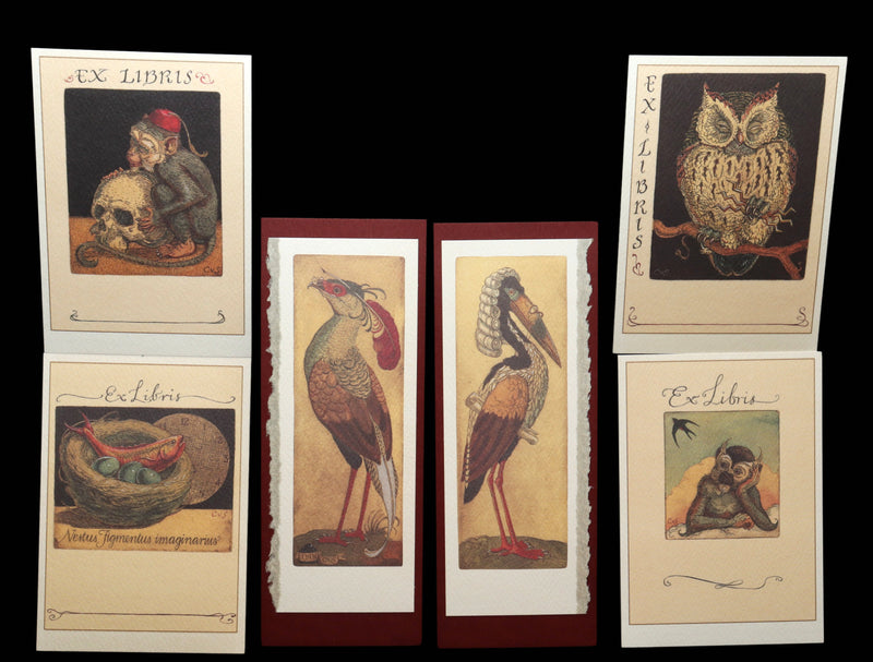 2005 Scarce Literary Companions- 6 bookplates 2 bookmarks by Charles van Sandwyk