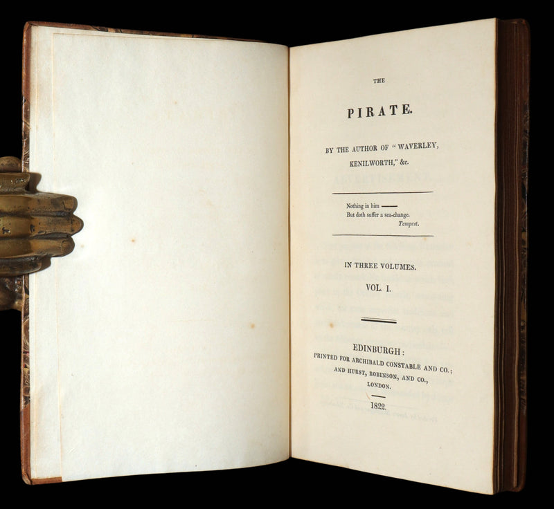 1822 Rare True First Edition Book Set - The Pirate by Sir Walter Scott