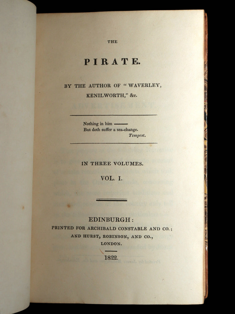 1822 Rare True First Edition Book Set - The Pirate by Sir Walter Scott