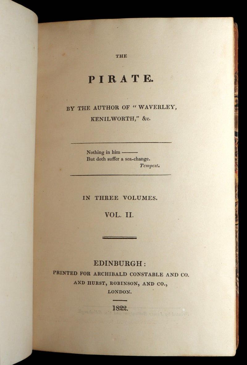 1822 Rare True First Edition Book Set - The Pirate by Sir Walter Scott