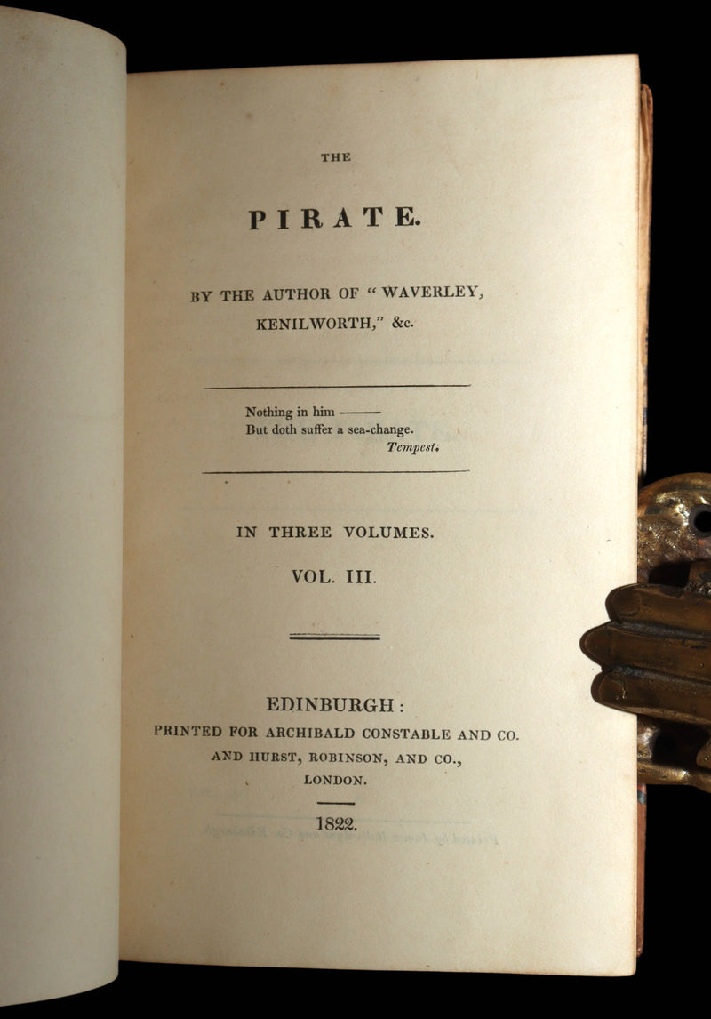 1822 Rare True First Edition Book Set - The Pirate by Sir Walter Scott