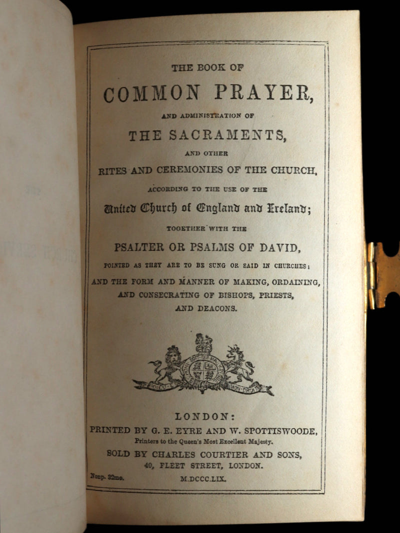 1859 Rare Book with Clasp - Church Services, Church Services and New Testament