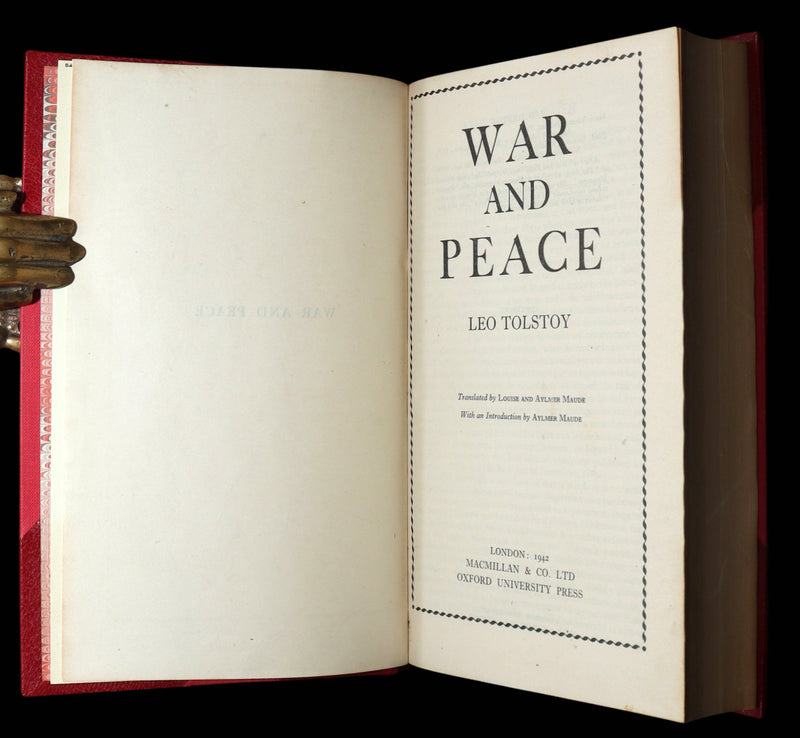 1942 Rare Book bound by  Bayntun-Riviere  - War and Peace by Leo Tolstoy