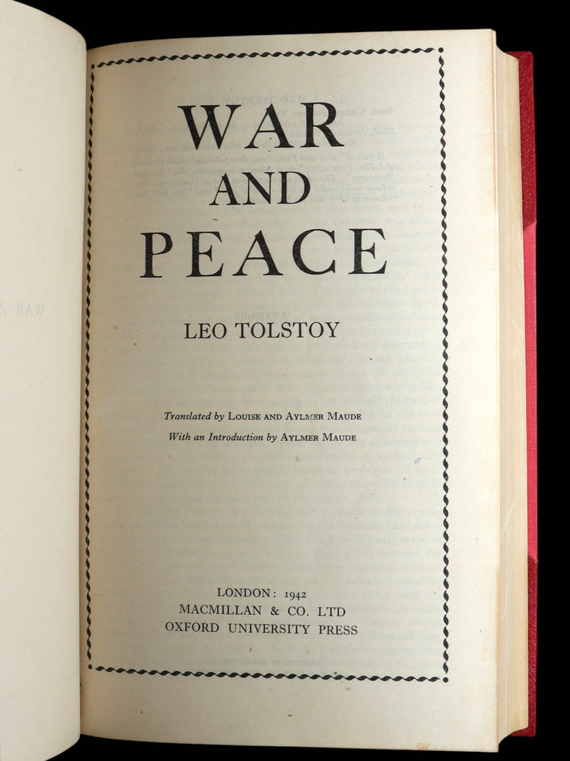 1942 Rare Book bound by  Bayntun-Riviere  - War and Peace by Leo Tolstoy